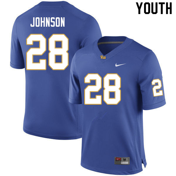 Youth #28 Kylan Johnson Pitt Panthers College Football Jerseys Sale-Royal